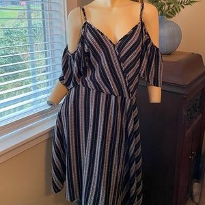 Cold shoulder midi dress.